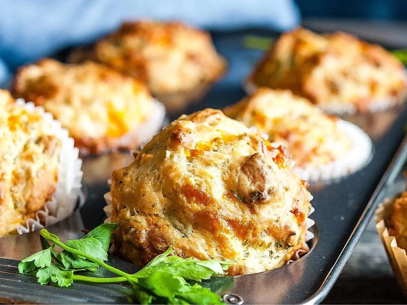 Herb Feta Muffins with Fresh Dill and Parsley
