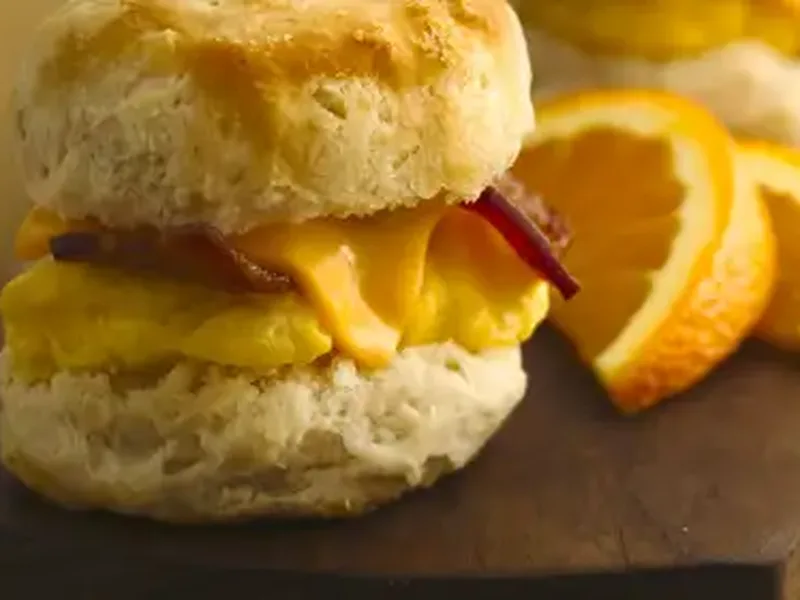 Mini Biscuit Breakfast Sandwiches with Fluffy Scrambled Eggs