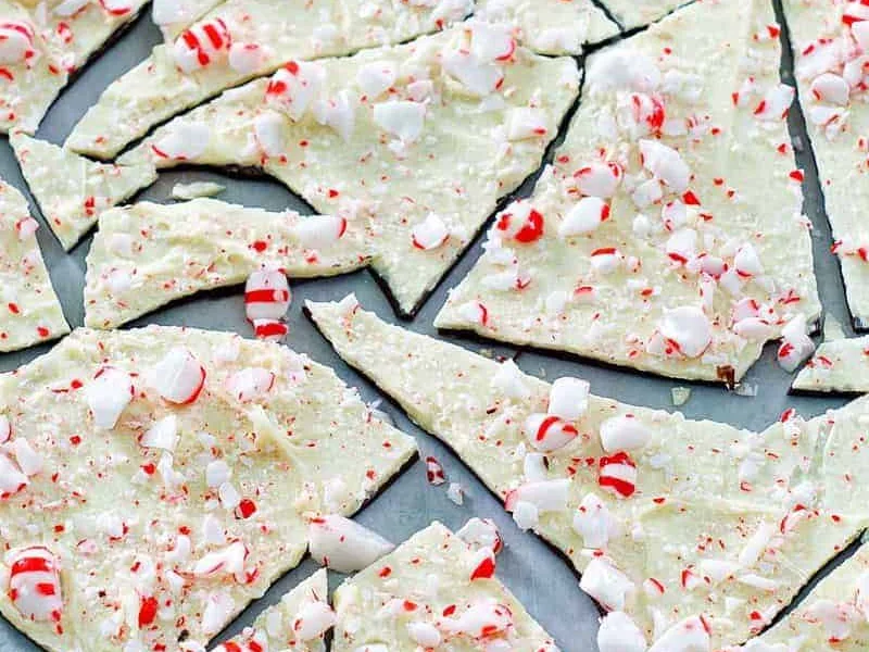 Classic Peppermint Bark with Dark and White Chocolate Layers