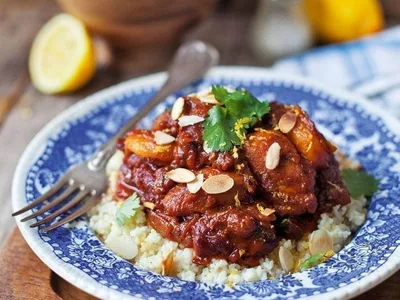 Moroccan Chicken Tagine with Apricots and Couscous