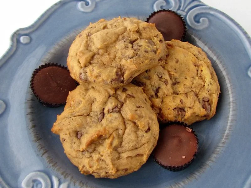 Butterscotch Reese's Pudding Cookies with Mini Peanut Butter Cups