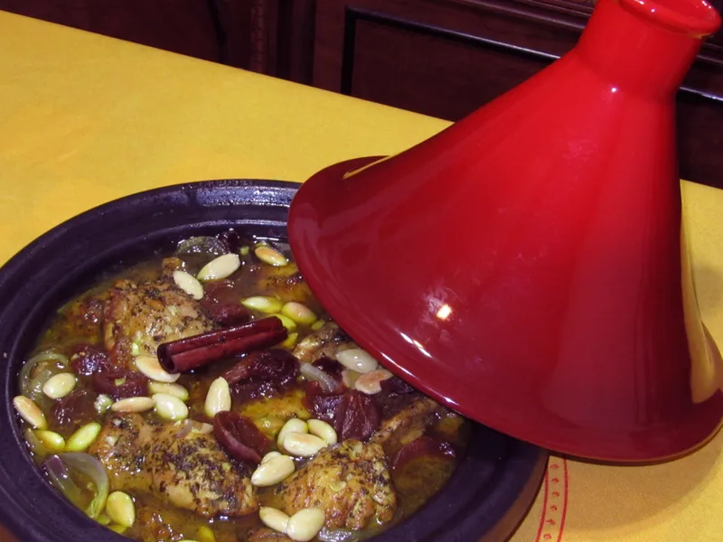 Moroccan Chicken Tagine with Apricots and Toasted Almonds