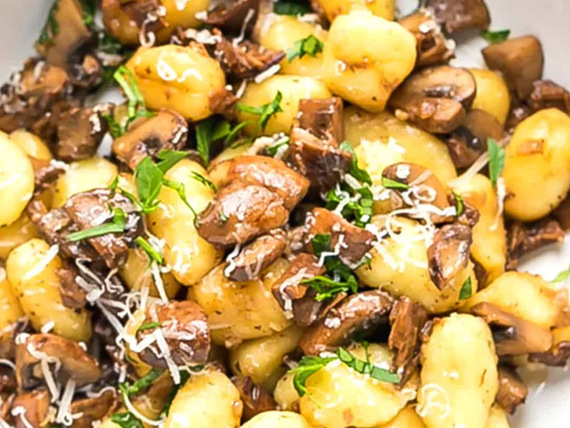 Pan-Fried Gnocchi with Porcini and Baby Bella Mushrooms