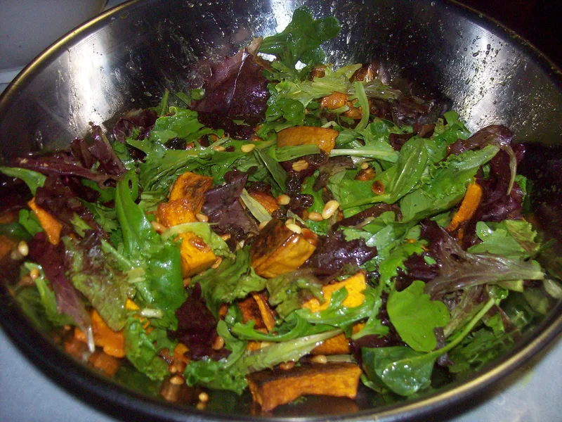 Roasted Butternut Squash, Arugula and Pine Nut Salad