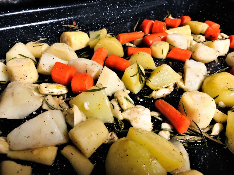 Crispy Roasted Root Vegetables with Garlic and Rosemary