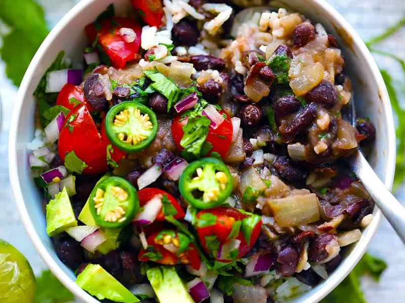 Quick Black Beans and Rice with Cilantro Lime