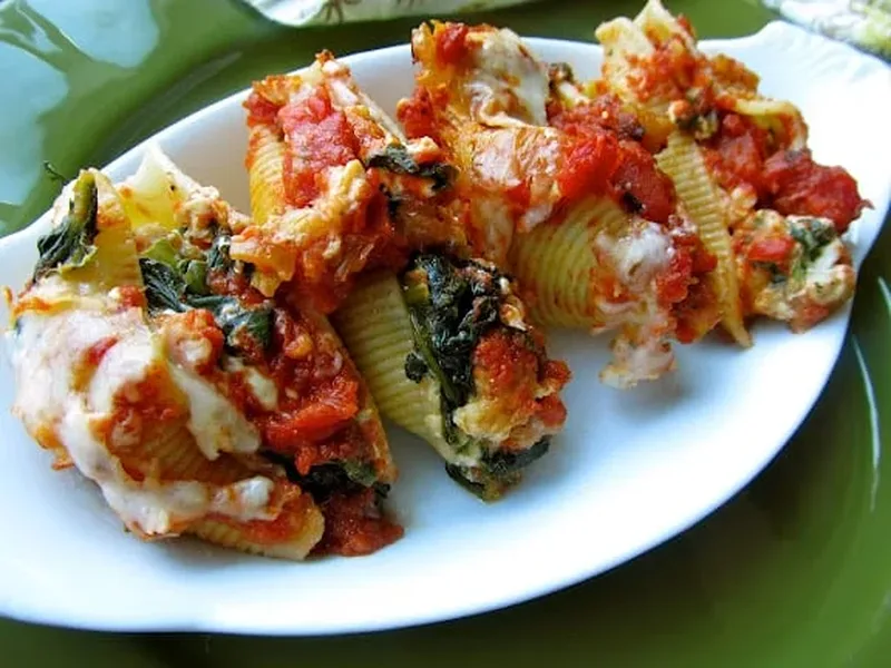 Chicken Sausage Stuffed Shells with Artichoke and Spinach