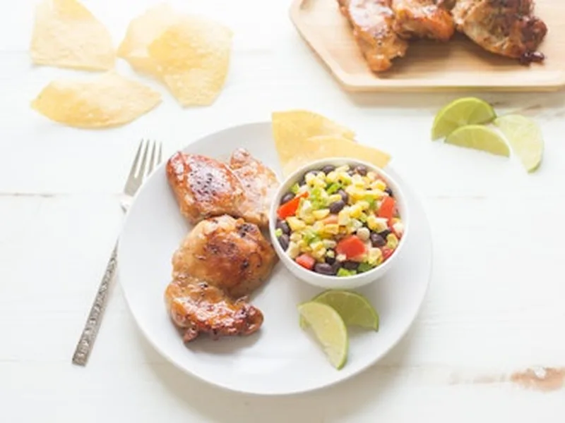 Honey Lime Grilled Tofu Steaks with Black Bean Salsa