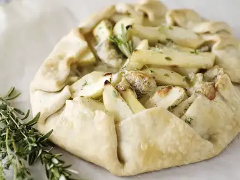 Rustic Pear and Blue Cheese Tart with Honey and Fresh Herbs