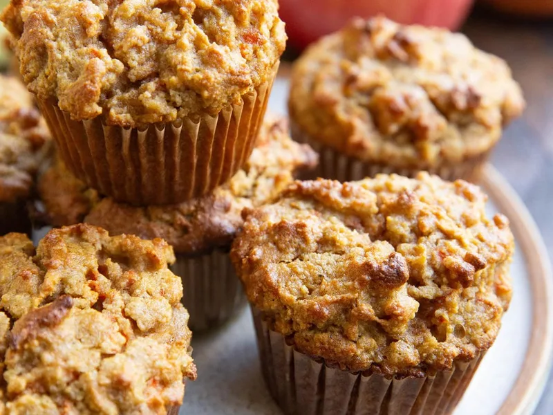 Spiced Apple Carrot Muffins with Almond Flour and Maple Syrup