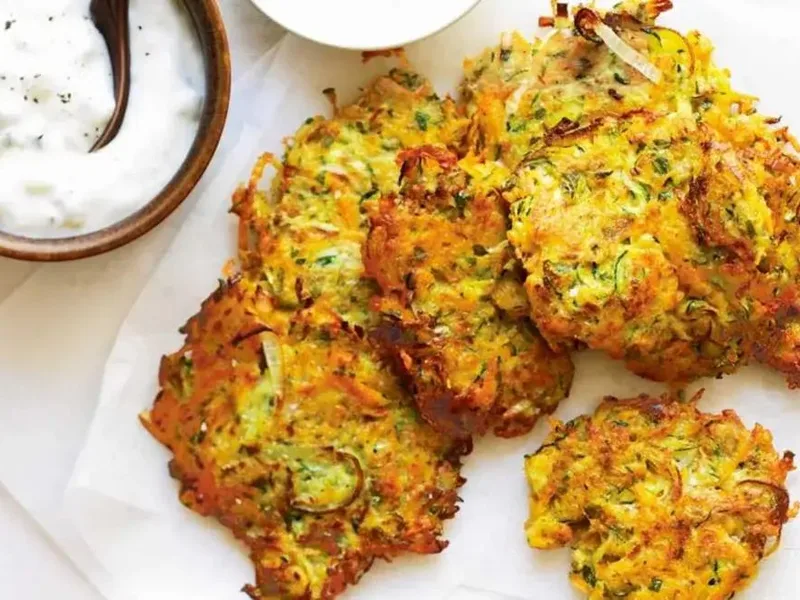 Crispy Zucchini Sweet Potato Fritters - Golden Pan-Fried