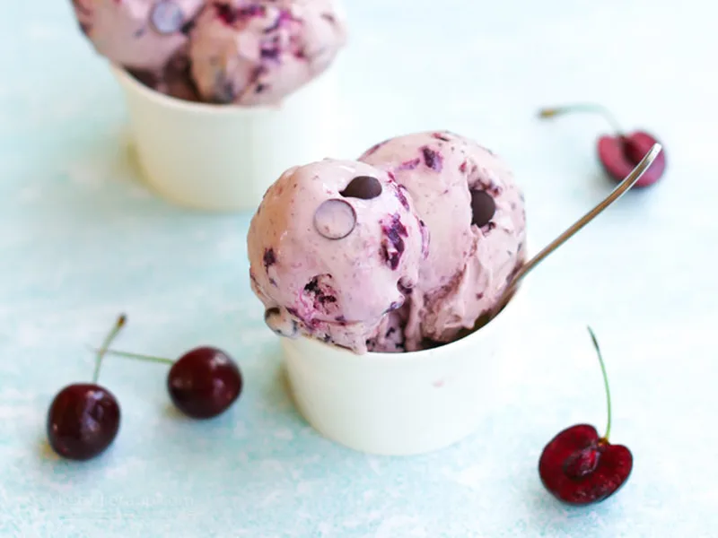 Low-Carb Cherry Garcia Ice Cream with Dark Chocolate