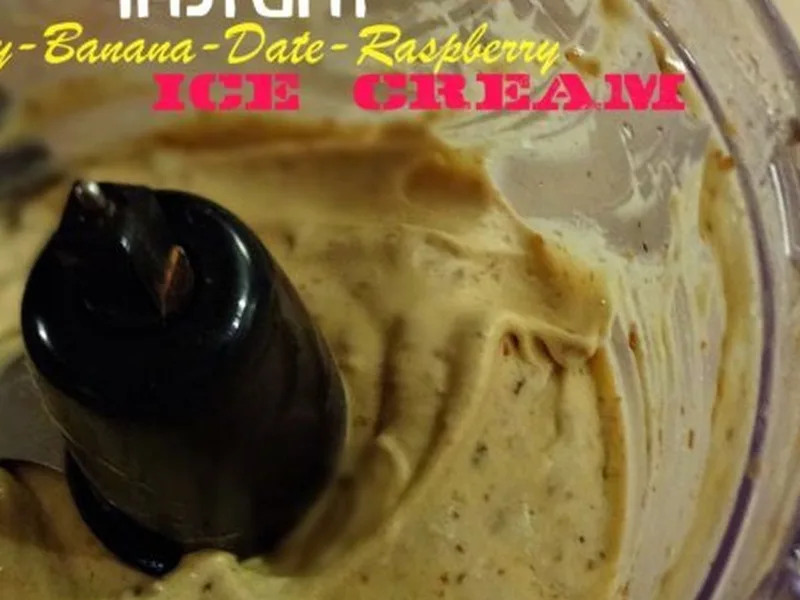 Instant Whiskey Banana Date Raspberry Ice Cream with Chia Seeds