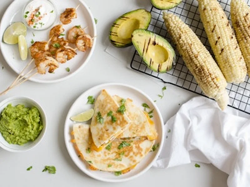 Smoky Paprika Grilled Shrimp Quesadillas with Corn and Avocado
