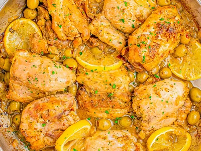 Lemon Olive Chicken Skillet with Pan Sauce