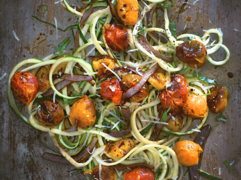 Balsamic Roasted Tomato Zucchini Noodles
