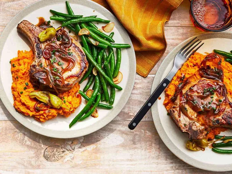 Maple Glazed Pork Chops with Soy Dijon Sauce