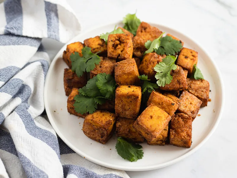 Crispy Baked Tofu with Cumin-Chili Marinade