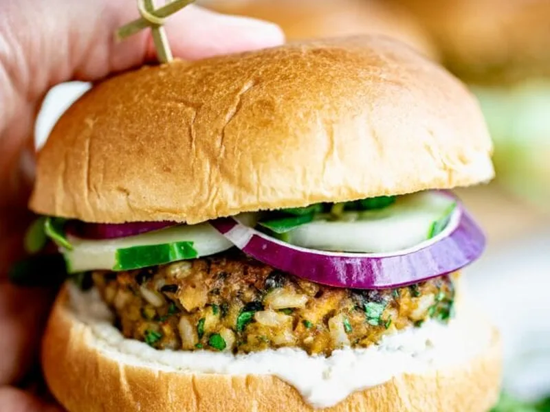 Chickpea Burgers with Lemon Tahini Sauce