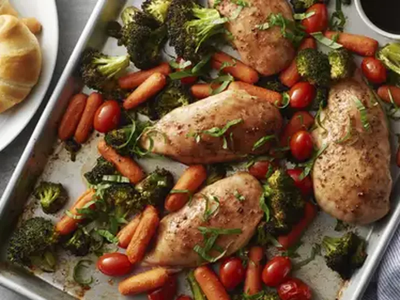 Sheet Pan Balsamic Honey Chicken with Roasted Vegetables