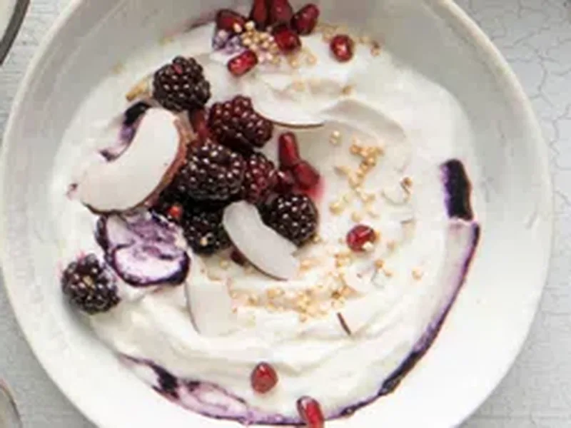 Blackberry Quark Bowl with Puffed Quinoa