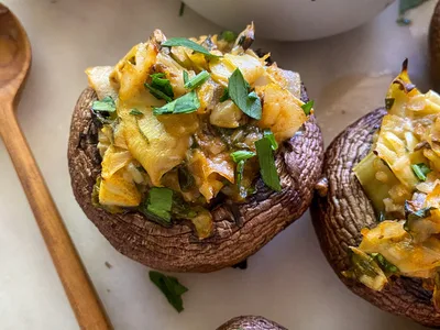 Creamy Parmesan Stuffed Mushrooms with Artichoke