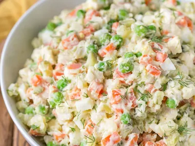 Chicken Olivye Salad with Dill Pickles