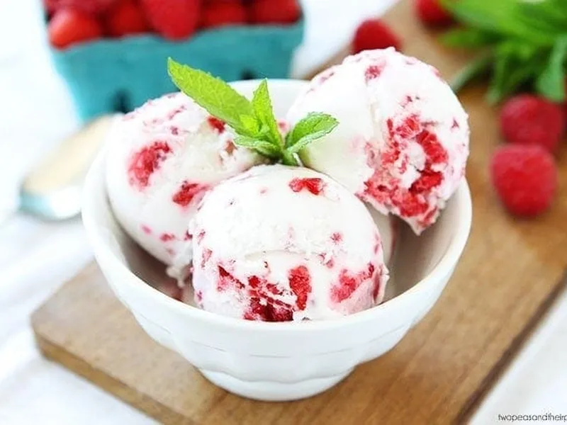 Creamy Vegan Coconut Raspberry Ice Cream with Thai Coconut Milk