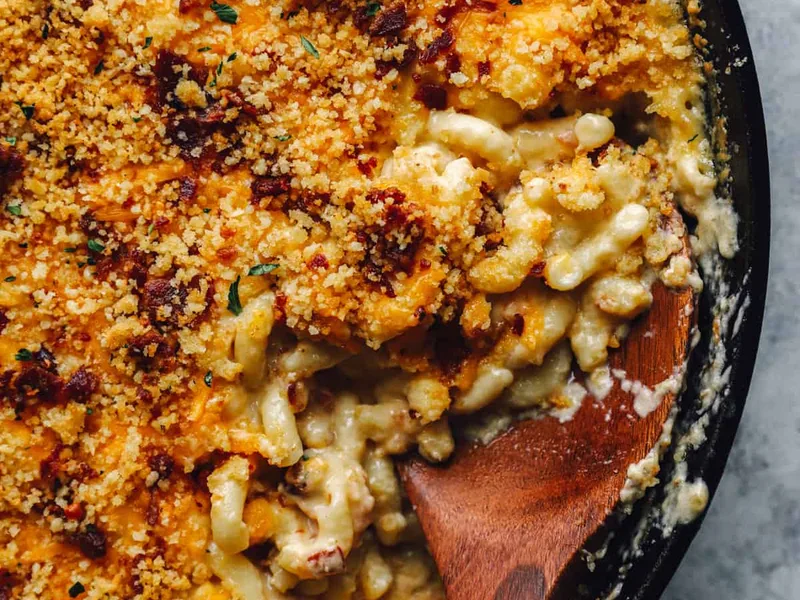 Loaded Bacon Mac and Cheese with Crispy Panko Topping