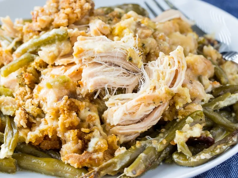 Slow Cooker Chicken and Stuffing with Green Beans