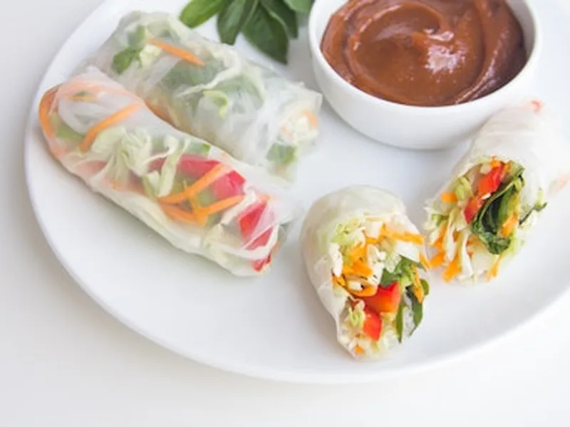 Red Curry Pork Lettuce Wraps with Mango Coconut Sauce