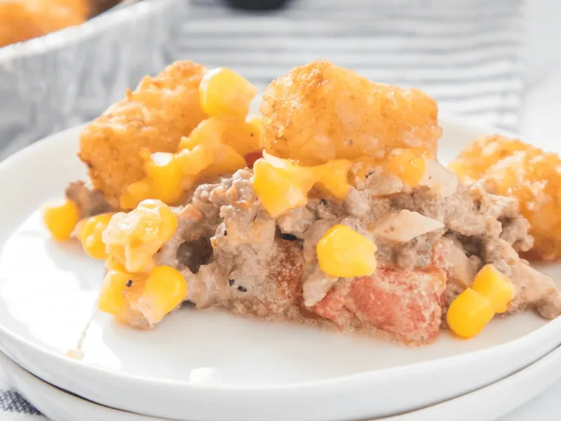 Air Fryer Cowboy Casserole with Tater Tots and Cheddar