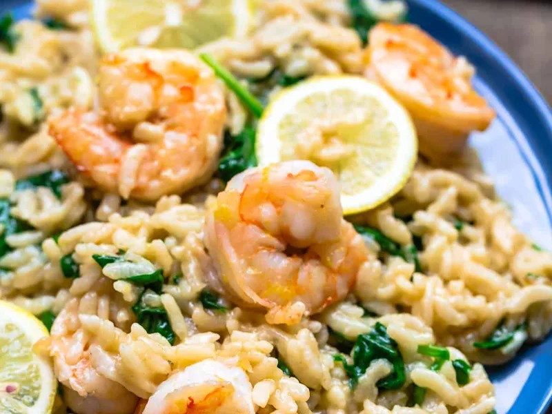 Instant Pot Lemony Shrimp Risotto with Spinach