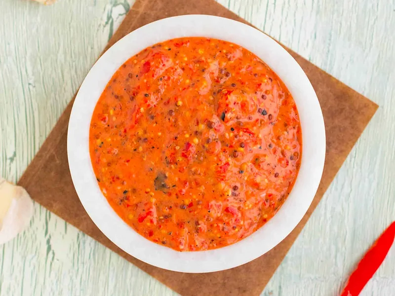 Roasted Red Pepper Remoulade with Sriracha and Brown Mustard