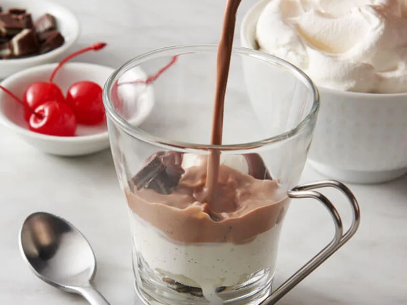 Hot Fudge Sundae Cocoa with Vanilla Ice Cream