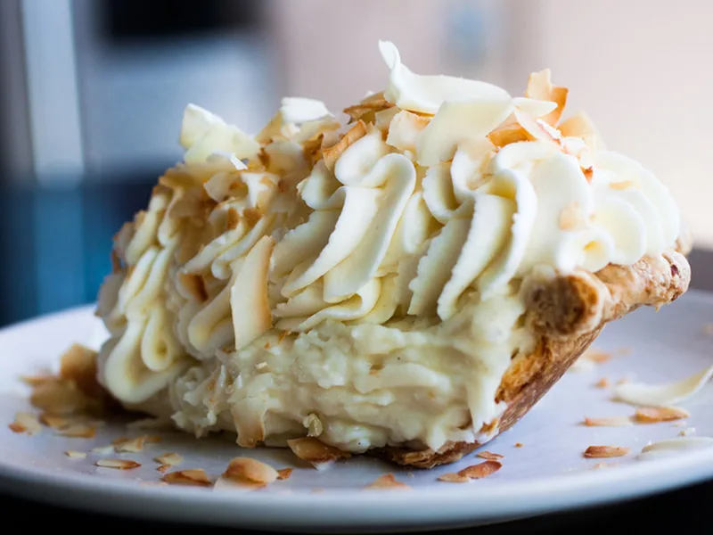 Classic Coconut Cream Pie with Toasted Coconut and White Chocolate