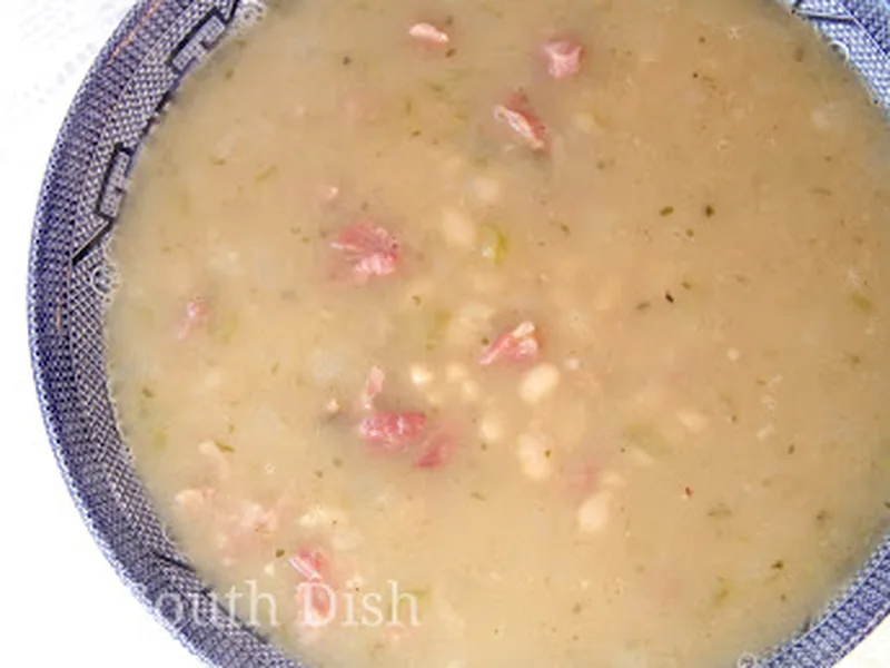 Classic Ham and Bean Soup with Navy Beans and Smoked Ham Hocks