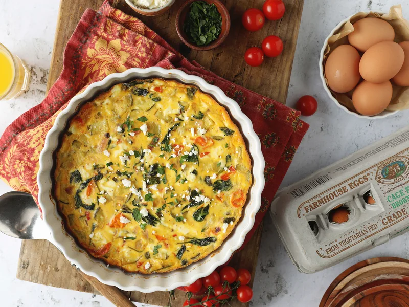 Crispy Potato Goat Cheese Frittata with Thai Chili