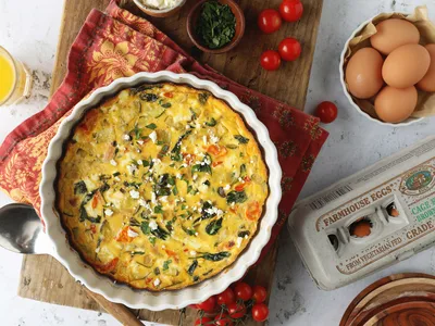 Crispy Potato Goat Cheese Frittata with Thai Chili