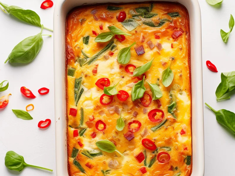 Bacon Egg Breakfast Casserole with Ricotta and Cheddar