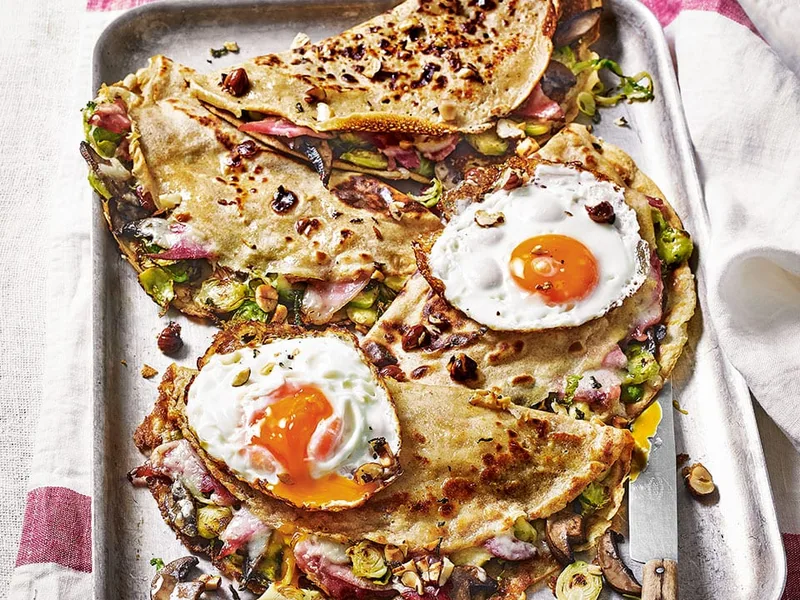 Wholemeal Galettes with Brussels Sprouts and Gruyère