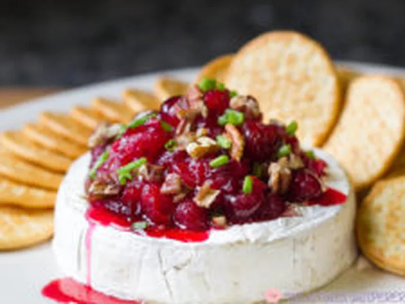 Baked Brie with Cranberry Relish and Toasted Pecans