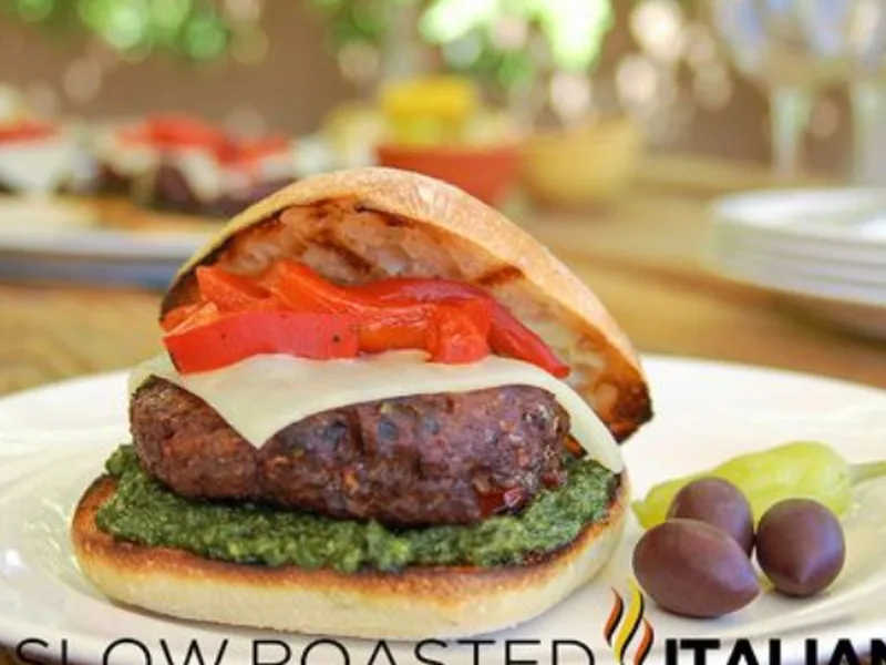 Tuscan Sun-Dried Tomato Burger with Romano and Fresh Mozzarella