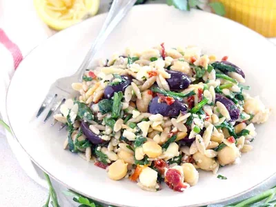 Mediterranean Chickpea Orzo Salad with Feta