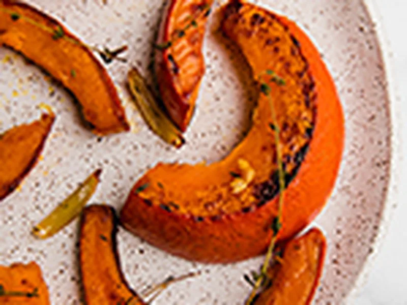 Roasted Red Kuri Squash with Garlic and Thyme