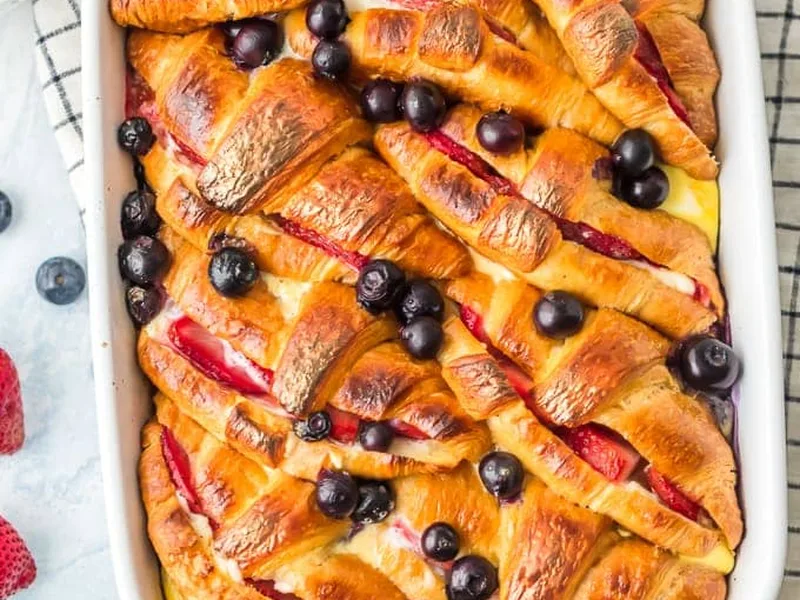 Overnight Stuffed Croissant French Toast Casserole