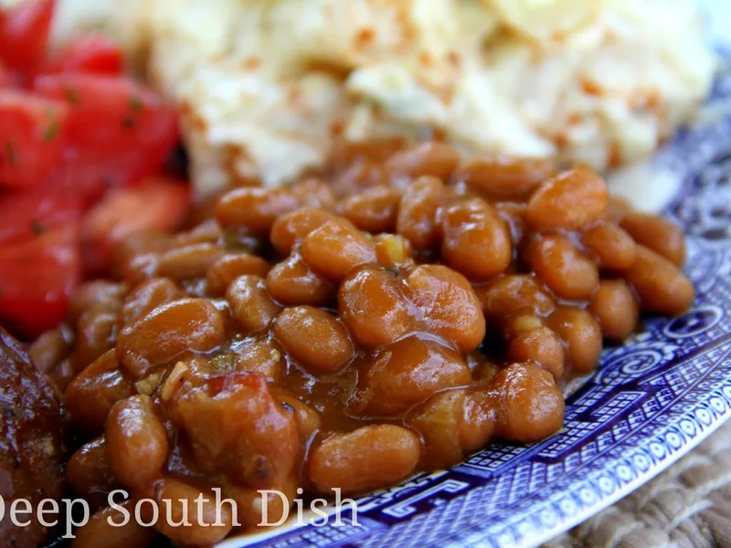 Southern Style Baked Beans with Bacon and Peppers