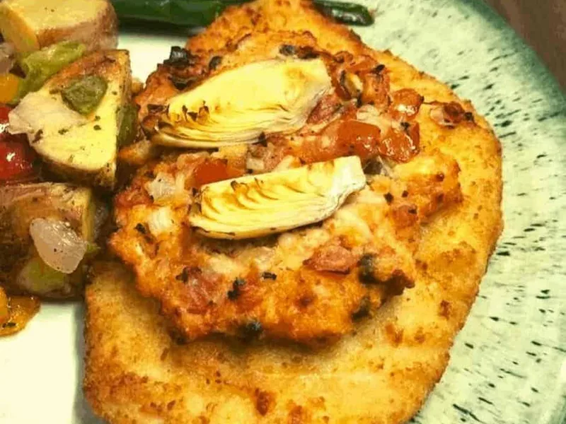 Air Fryer Panko-Crusted Chicken with Artichoke Topping