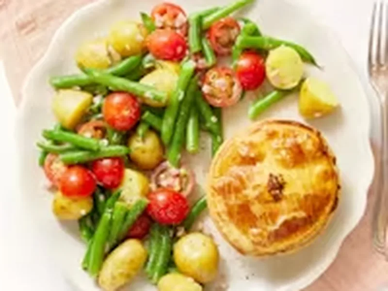 Pulled Pork Pie with New Potato and Bean Salad
