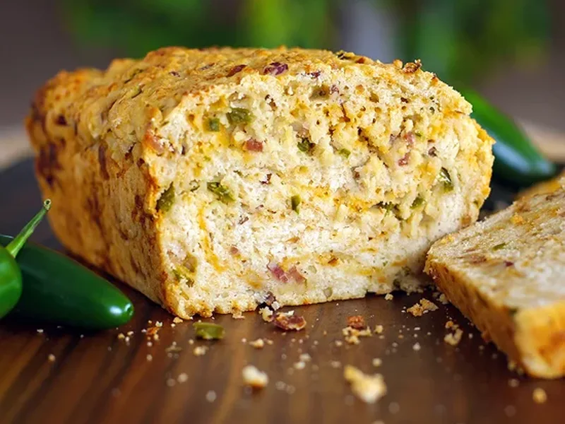 Cheesy Bacon Jalapeño Popper Beer Bread with Cream Cheese